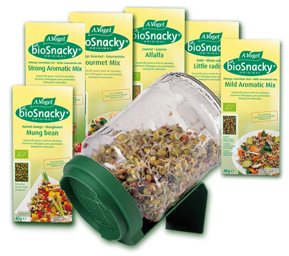The BioSnacky Starter Kit. Sprouts from organic seeds using the A.Vogel