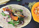 Pumpkin wraps with cranberry mousse