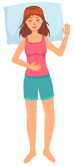 sleeping position for period pain - lying on back